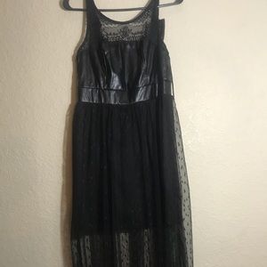 Black faux leather and lace dress